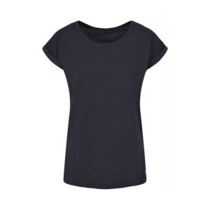 Build Your Brand BY021 - Ladies Extended Shoulder Tee Navy