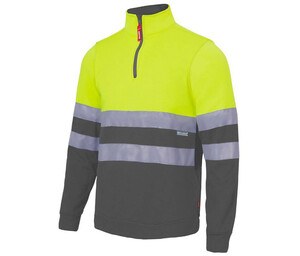 VELILLA V5701 - High visibility two-tone zipped sweatshirt Fluo Yellow/Grey